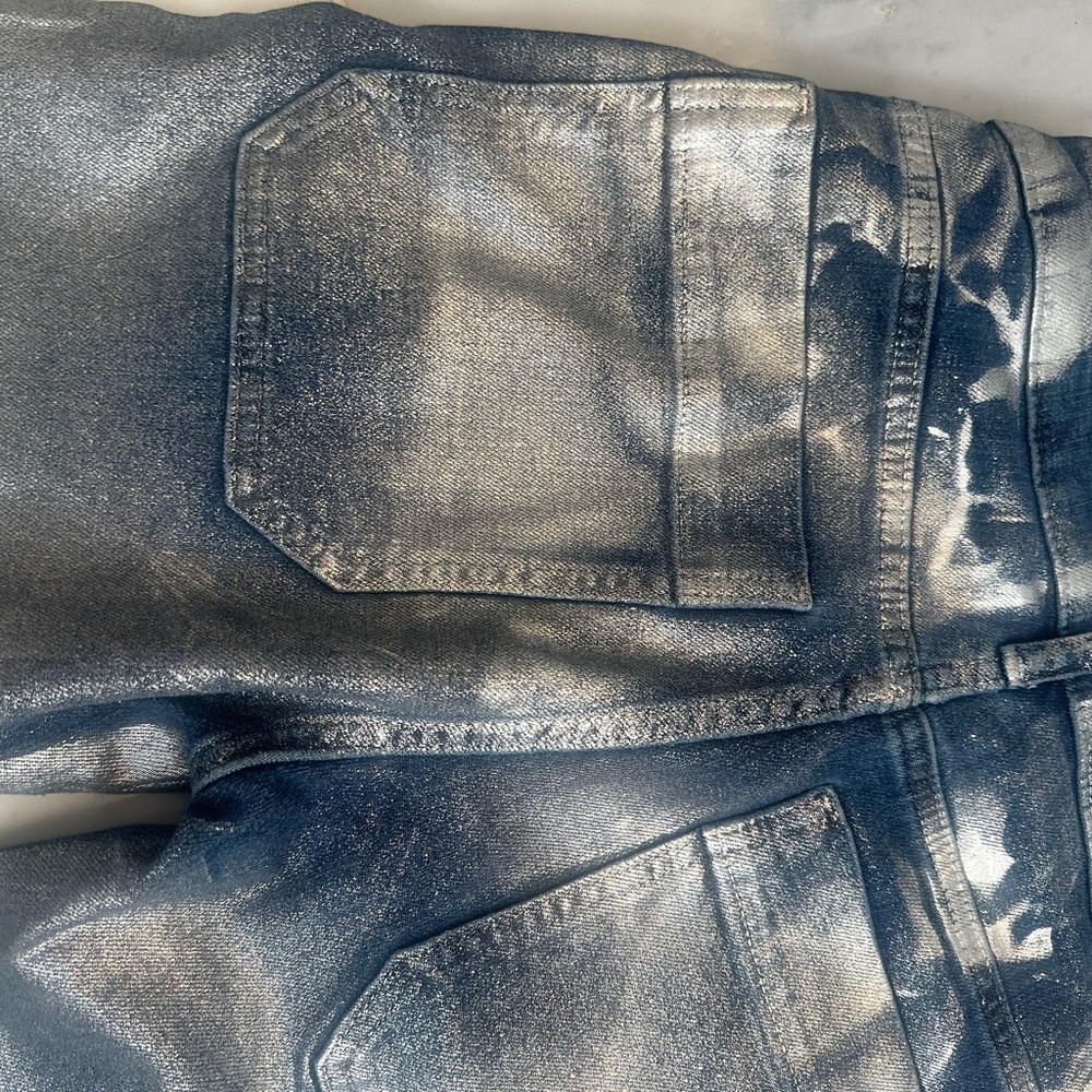 Pilcro Metallic Blue Wide-Leg Jeans - Picture 8 of 8